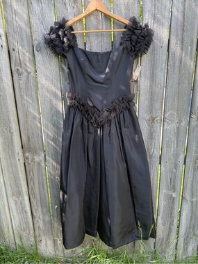 1980s Deadstock Kathryn Conover black ruffle dress